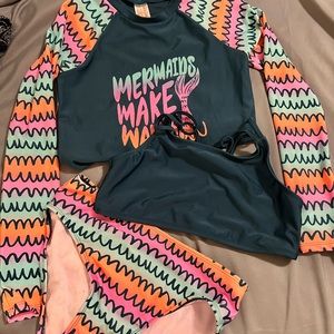 Girls two piece with rash guard swim set